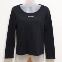 黒カメリアプリント長Tシャツ【S】