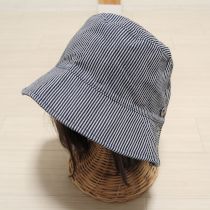 紺系ヒッコリーバケットハット