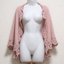 ピンククロッシェ使いドルマン風2WAYカーディガン