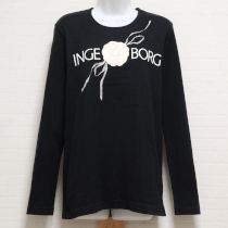黒リボンカメリア長Tシャツ【L】