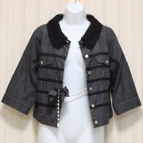 黒レース使いデニムジャケット