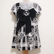 黒系チェックカメリアptリボンチュニック【4(11号)】