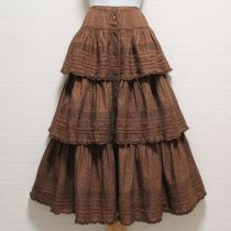 茶レオパード段々ローンスカート