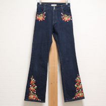 紺苺刺繍デニムパンツ【M】