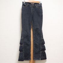 紺裾段々フリルデニムパンツ【S】