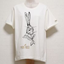 白ラビットセーラーカラー手描きプリントTシャツ【4(L)】