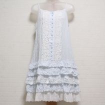 水色ストライプ段々フリルキャミチュニック