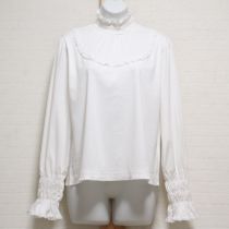 白シャーリングハイネックカットソー【4(L)】