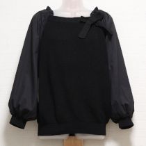 黒布帛ドッキングニットプルオーバー