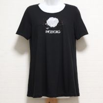黒リボンカメリアスパンコールTシャツ【9号】