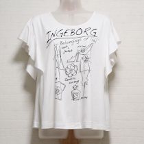 白アイテムプリントフリルTシャツ【3(9号)】