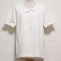 オフ白リボン付きロゴプリントTシャツ【M】