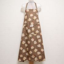 ベージュ顔くまプリントエプロン