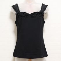 黒チュールフリル使いカットソーキャミソール【9号】