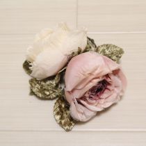 ピンク×白薔薇コサージュ