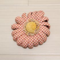 オレンジギンガム雛菊コサージュ