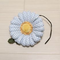 水色ギンガム雛菊コサージュ