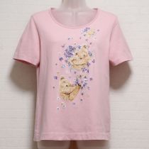 ピンクテディリース柄Tシャツ【L】