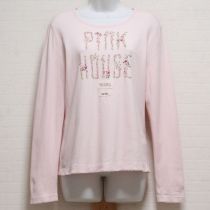 ピンク花ロゴプリント長Tシャツ【4(L)】