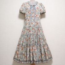 ブルーグレー雛菊&レースptワンピース