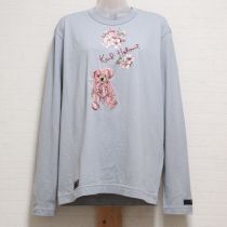 ブルーグレー桜テディ刺繍入りカットソー【3(M)】