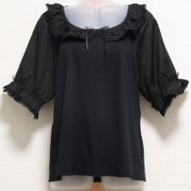 黒レース使いローン袖カットソー【4(L)】