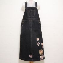 黒ローズブーケ刺繍サロペットスカート