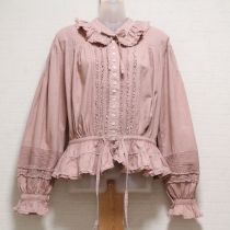 ピンクシーチングピコフリルブラウス