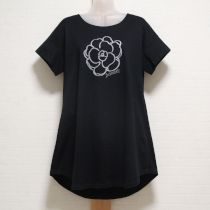 黒カメリアプリントカットソーチュニック【4(11号)】