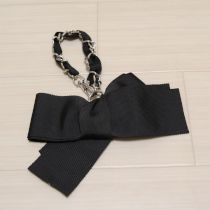 黒グログランリボンバッグチャーム