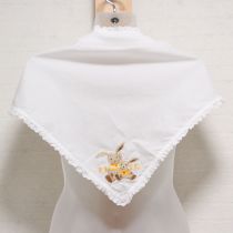 白ボーダーうさぎ刺繍三角ストール