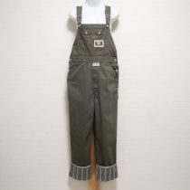 カーキくまワッペンオーバーオール