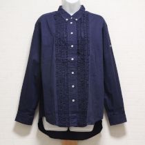 紺ピコフリルボタンダウンシャツ【L】