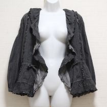 黒フリルデニムオーバーブラウス