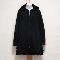 黒裾段々レースレイヤー風チュニックパーカー