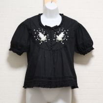 黒ライラック刺繍ブラウス