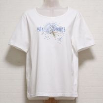 白フラワリィプリントカットソー