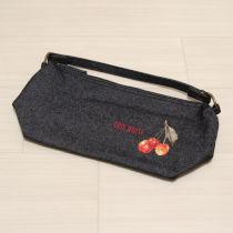 黒チェリー刺繍アクセサリーポーチ