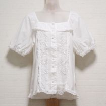 白鈴蘭刺繍ローン使いカットソー【L】