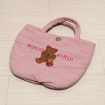ピンクロゴ&くま刺繍ミニトートバッグ