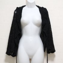 黒花モチーフ付きレース編みカーディガン【11号】