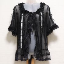 黒通しリボンドットチュールオーバーブラウス