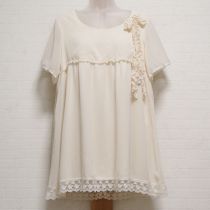 生成シフォンレース使いチュニックブラウス