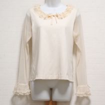 生成ドットチュール袖カットソー【4(L)】
