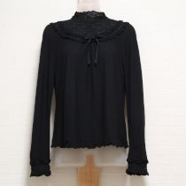 黒ストレッチレース使いハイネックカットソー【9号】