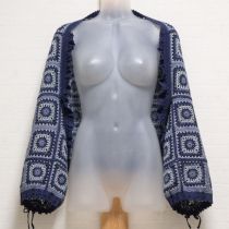 青クロッシェカーディガン