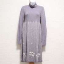パープル花刺繍ニットチュニック