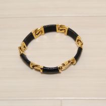 黒×ゴールドパイソン型押しブレスレット