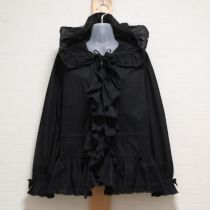 黒ローンフード付きオーバーブラウス