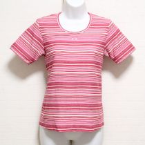 ピンク系マルチボーダーTシャツ【M】